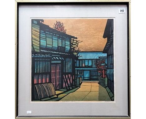 CLIFTON KARHU (A.R.R.) 'Riridoshi-Gion' Colour woodcut print Signed, inscribed and dated '77 in pencil Edition No. 63/100 40c