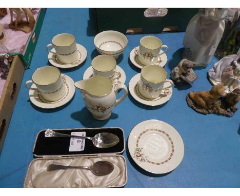 A 13 piece Royal Worcester Part Coffee Service, a silver Dessert Spoon 1.02oz and a plated tea spoon