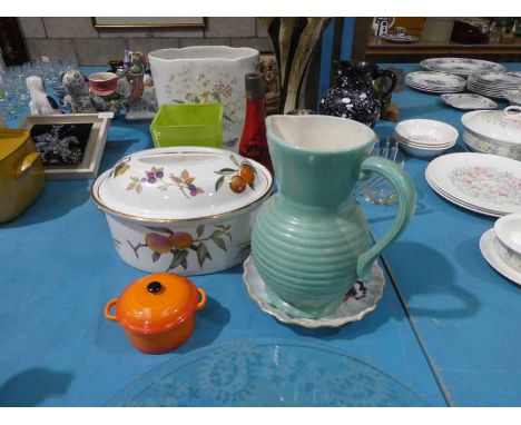 Fifteen items of Glass and Ceramics inc plate, vases, Worcester Tureen, Doulton Flambé (damaged) etc 