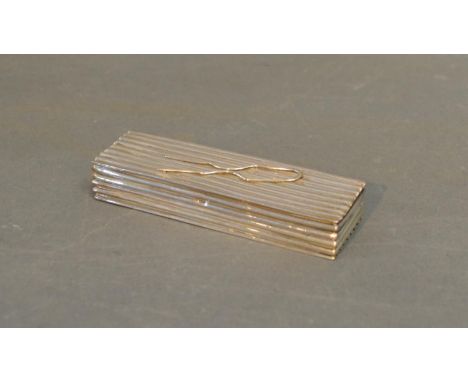 A Birmingham Silver Hat Pin Box of Ribbed Form, 9.5 cms long 