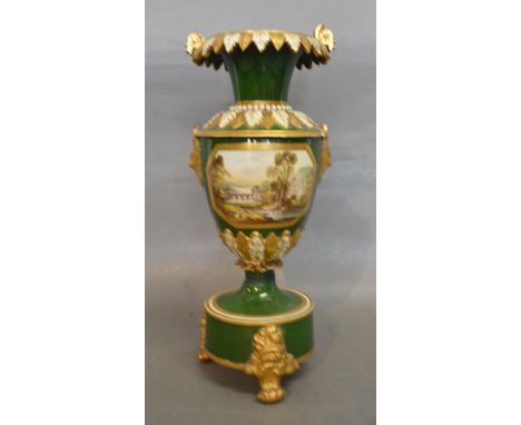A 19th Century Bloor Derby Vase of Oviform decorated with a reserve titled View in Italy, 27 cms tall together with a 19th Ce
