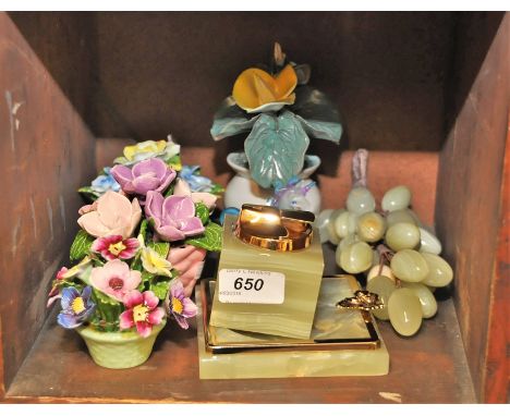 4 POSIES,GLASS GRAPES,FIGURE OF PONY,RONSON LIGHTER AND ASHTRY