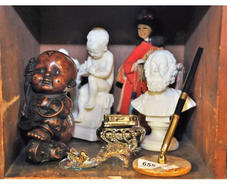 RONSON LIGHTER,FIGURINES,PEN HOLDER ETC