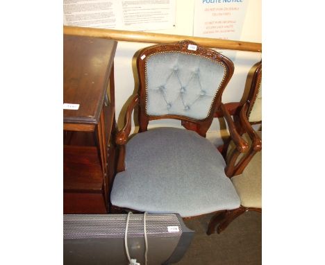 BLUE BUTTON BACK ARMCHAIR 