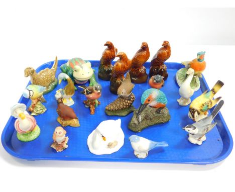 A Royal Albert Beatrix Potter figure modelled as Jemima Puddleduck, Beswick figure of a Chaffinch, together with a Blue Tit a