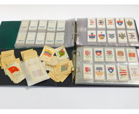 Cigarette cards, including Wills's Public Schools, Arms of The British Empire, and Arms of Companies, John Player &amp; Sons 