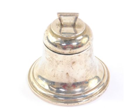 A George VI silver ink well,  of bell form, with ceramic liner, Birmingham 1945, 4.72oz all in.