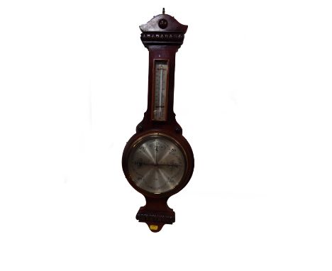 Brass Porthole Clock, Barometer, Thermometer, Hygrometer on Mahogany Plaque