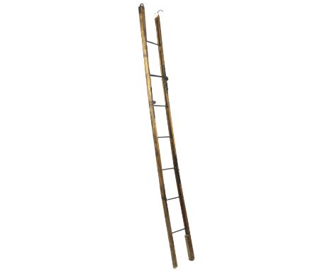 A rare folding motorist's ladder, circa 1910,stamped 'Hodgekinson's Patent, Ambergate, Derby', mahogany frame unfolding from 