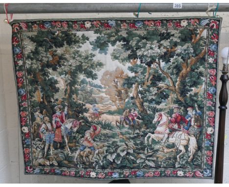 Tapestry hunting scene by Flemish tapestries - Approx size: 100cm x 80cm 