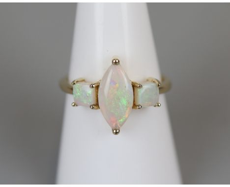 Gold 3 stone opal ring - Size O