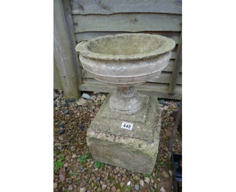 Round stone pedestal planter A/F 