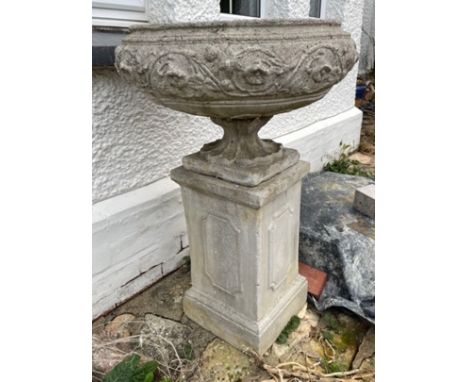 Stone planter on pedestal 