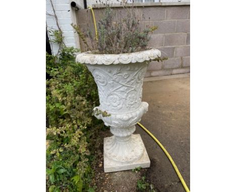 Victorian stone painted pedestal planter