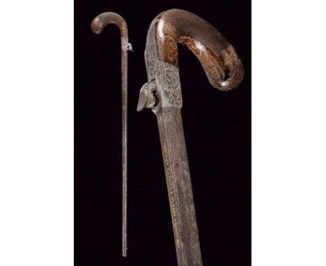 dating: Mid 19th Century provenance: France, Smoothbore, two-stage, iron, 11 mm cal. barrel, octagonal and round with rings a