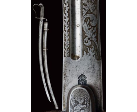 dating: Mid 19th Century provenance: Kingdom of the Two Sicilies, Fine curved, single-and-false-edged blade, with groove, the