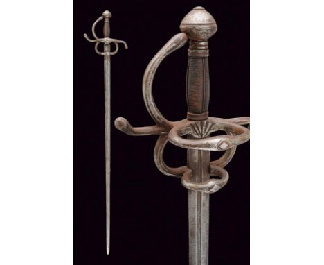 dating: 19th Century provenance: Europe, Long, double-edged blade of lenticular section, ricasso and forte with fuller. Iron 