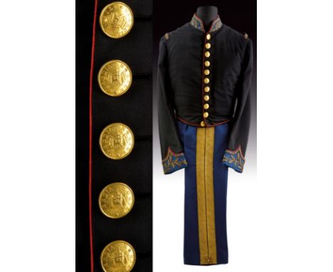 dating: Late 19th Century provenance: State of the Vatican City, Black-cloth tail coat with blue collar and cuffs both with r