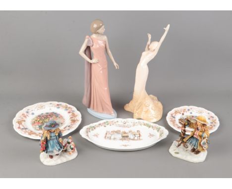 A collection of assorted ceramics to include Nao figure, Coalport Music and Dance Cadenza, Brambly Hedge plates, Leonardo Col