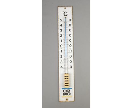 A large enamel thermometer by Orwo Hx60cmWx10cm  