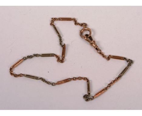 A 9ct yellow and white gold watch chain, 8.1g, 34cm long