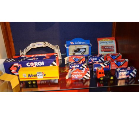 A quantity of boxed Corgi Die-Cast models, comprising of Volvo container truck, Seddon Atkinson container truck, Mercedes 2.3