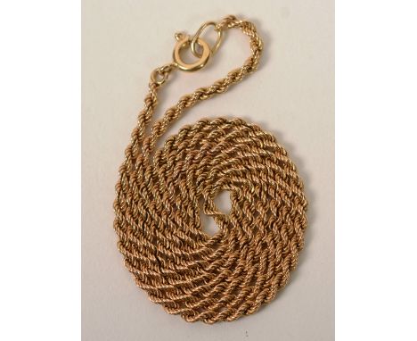 An 18ct gold rope twist chain, 12.1g, 24cm long