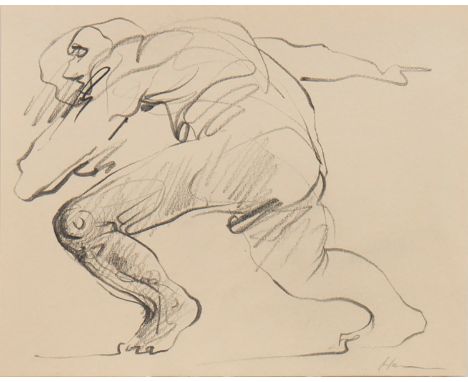 * PETER HOWSON OBE,STUDY OF A MANpencil on paper, signed15cm x 19cmMounted, framed and under glass