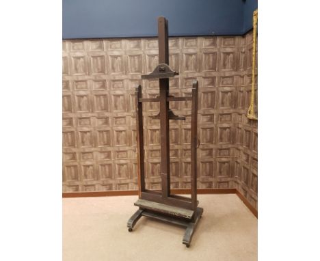 LARGE OAK EASEL,FROM THE STUDIO OF PHILIP REEVES RSA PRSW RGI RE (SCOTTISH 1931 - 2017),with various adjustable components in
