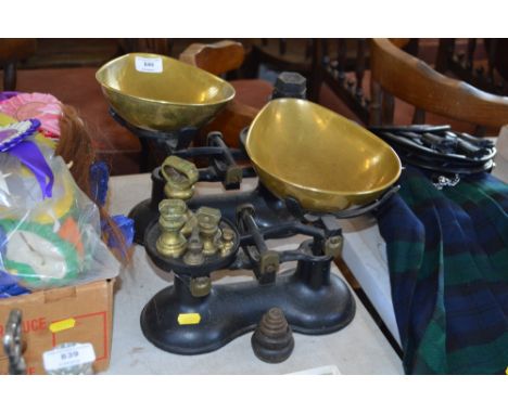 Two sets of kitchen scales and weights 