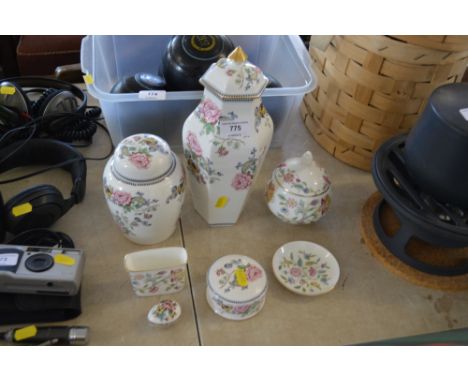 A quantity of decorative china to include Staffordshire Chelsea Manor patterned vase and cover; Minton pin dish and dressing 