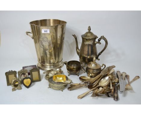 Silver plated ice bucket and a quantity of silver plated flatware etc. (at fault)