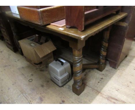 20th Century oak rectangular refectory style dining table on spiral turned supports, 160cm long x 76cm deep x 75cm high, toge