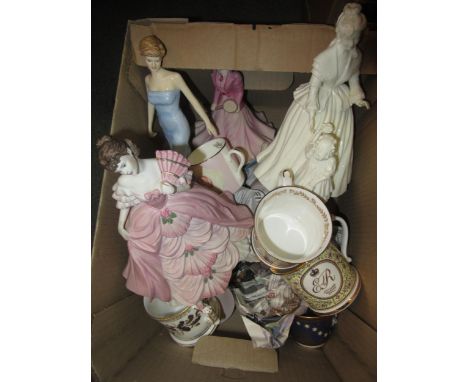 Royal Doulton figure ' Lady Diana 'and Royal Worcester figure ' Mothering Sunday ', together with a quantity of other figures