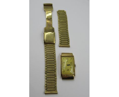 1930's 18ct gold cased wristwatch, the gilt dial signed Rolex, with Arabic and baton numerals and subsidiary seconds dial, th