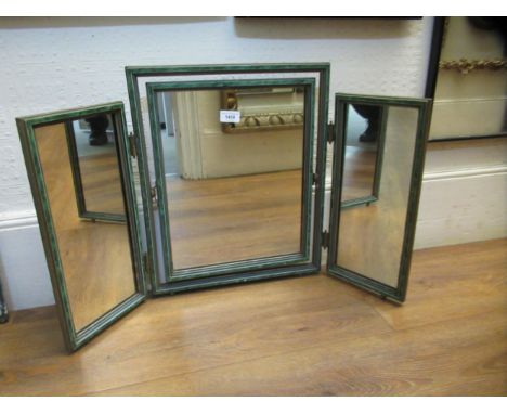 Art Deco green lacquered triple folding dressing table mirrorCentral mirror is 41 x 33cmIn good condition with original plate