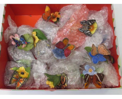 Collection of Franklin Mint porcelain figures of butterflies