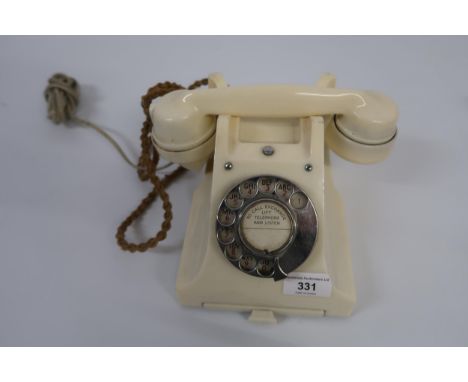 Mid 20th Century white Bakelite telephone