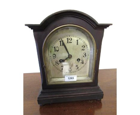 Edwardian mantel clock, having silvered dial with Arabic numerals and two train movement striking on a gong, together with a 