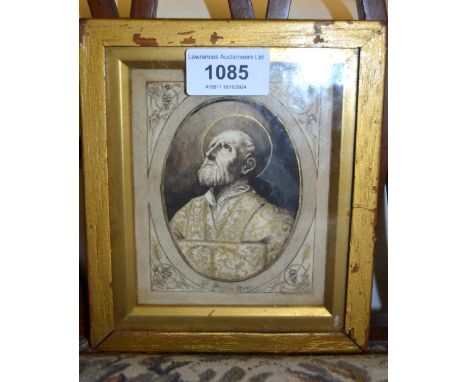 19th Century watercolour, portrait of St. Philip, 10 x 8cm approximately, together with a small unframed watercolour portrait