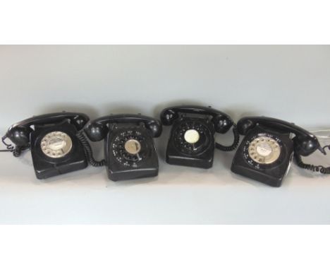 A basket containing four vintage BT GPO black telephones (4)