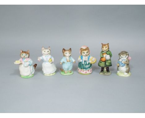 A collection of six Beswick Beatrix Potter figures of cats including Cousin Ribby, Miss Moppet, Tabitha Twitchet, all with go