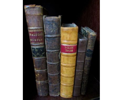 A collection of five 18th century leather bound books, British Topography,  Drunken Barnaby's Four Journeys to the North of E
