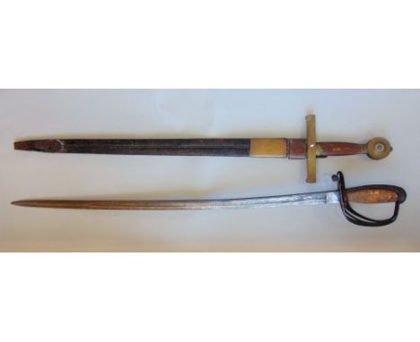 North Somerset Yeomanry dress sword, with etched/engraved blade and indistinctly inscribed, together with a further replica b
