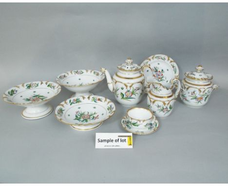 A collection of continental dessert and teawares with painted and gilded dessert and teawares with painted gilt and floral de