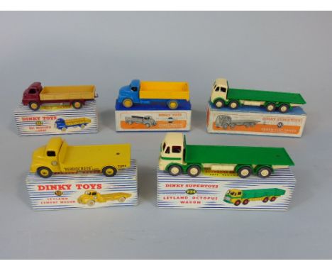 4 boxed Dinky toys which have been repainted including Supertoy Foden Flat Truck with tailboard 503, Cornet wagon with hinged