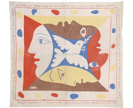 PABLO PICASSO  Malaga 1881 - 1973 Mougins: Foulard pour le Festival Mondial de la Jeunesse et des Etudiants pour la Paix, Ber
