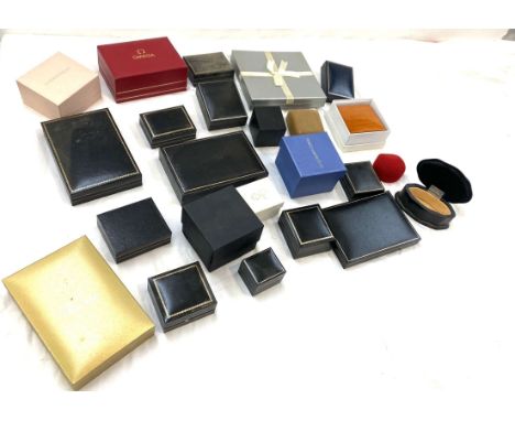 Selection of vintage and later empty jewellery/watch boxes to include Omega and others