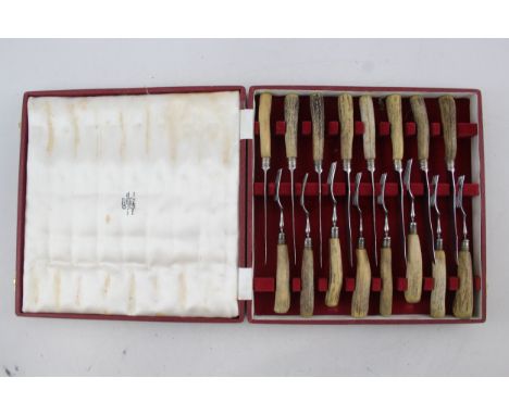 Vintage Ogden &amp; Sons Horn Handled Cutlery Set, Boxed