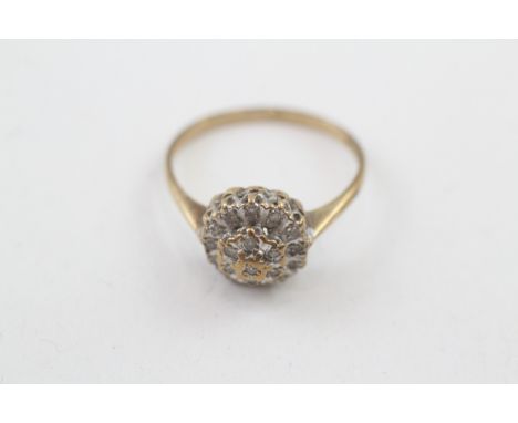 9ct gold vintage diamond cluster ring (2.2g)